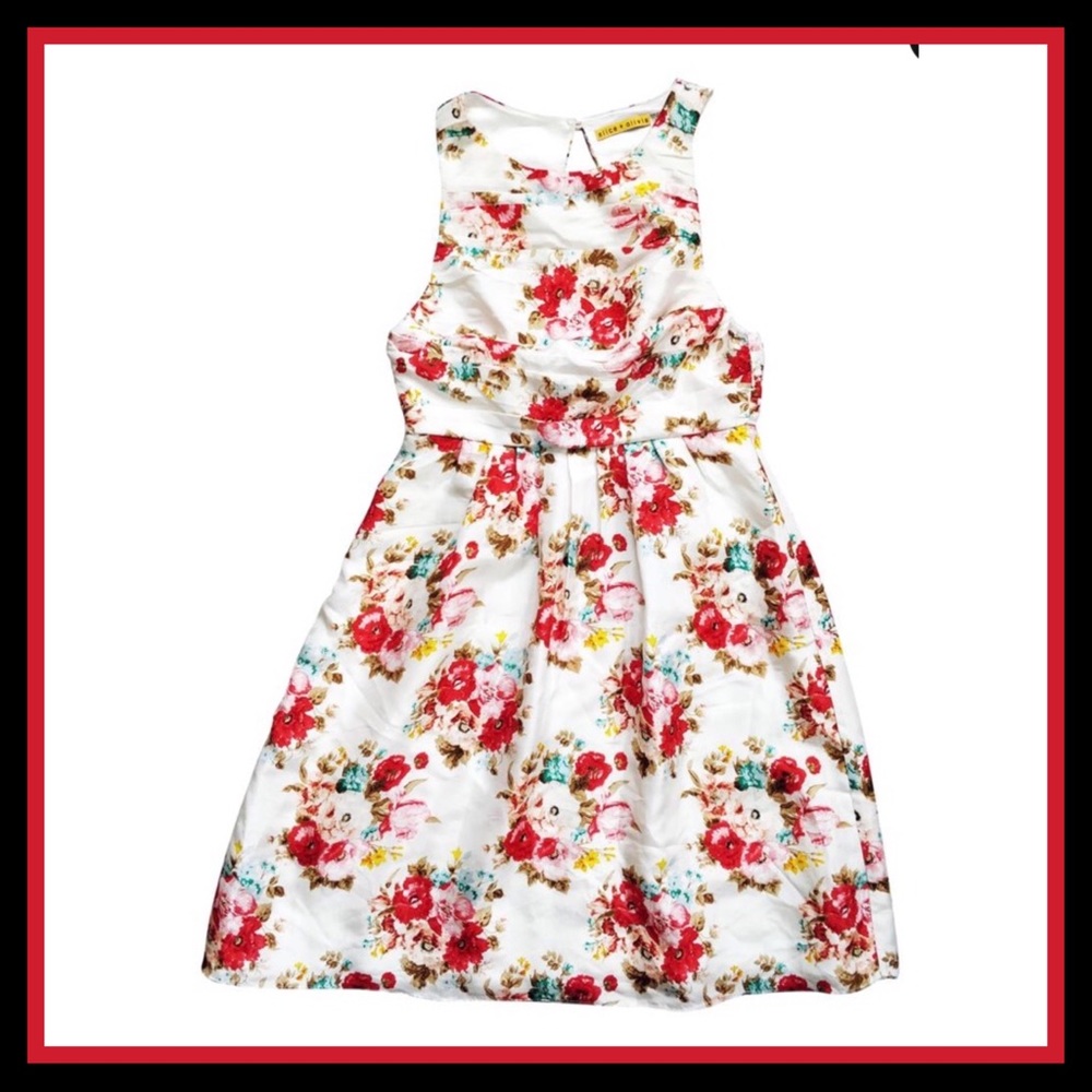 ALICE & OLIVIA FLORAL SILK DRESS Sz 2 - Picture 7 of 12